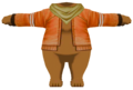 Model of a bear Amiimal wearing a Wing Jacket