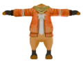 Model of a fox Amiimal wearing a Wing Jacket