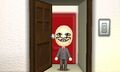 A Mii entering another Mii's apartment.