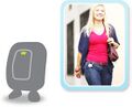 A black Activity Meter next to a woman walking