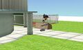 A Mii skateboarding around the base of the tower.