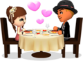 Official artwork of two Miis on a date.