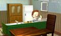 A Mii cooking in the home's kitchen.